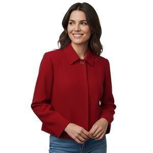 Maggy London Petite Red Blazer, Button Up, Lined, Size 8